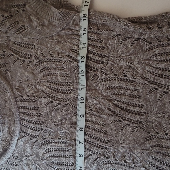 INC Lace Trim Short Sleeve Open Knit Sweater Womens Size Large Y2K - Picture 8 of 9